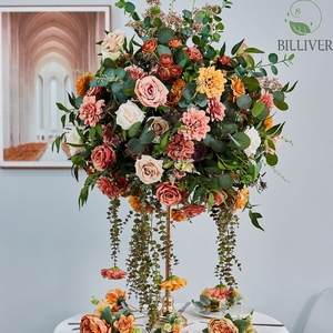 Fleurs de soie les plus vendues pour la décoration de mariage, signe de <span class=keywords><strong>chemin</strong></span> européen, boule de fleurs, fleurs de mariage pour la salle de réception de mariage, fleurs pour les tables d'événements - Product Image 2