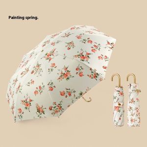 Sombrilla Plegable Retro con Mango Curvo y Gancho Dorado al 70%, Protección Solar Anti-UV, Control Manual, Regalo para Adultos y Mujeres - Product Image 4