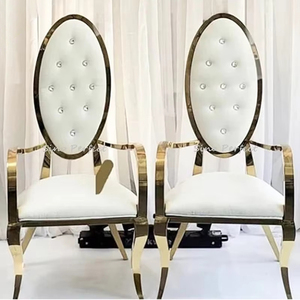 High Quality Luxury <b>White</b> High Back Stainless Steel Luxury Nordic Banquet <b>Dining</b> <b>Chair</b> Gold Wedding <b>Chairs</b> Party Events - Product Image 1