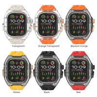 Kit de modification, coques transparentes pour Apple Watch Ultra 49MM 44/45MM, bracelet en caoutchouc pour Apple, coque transparente