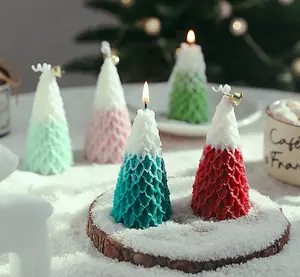 圣诞树定制制造自有品牌大豆蜡迷你小型全天然奢华香味晚餐锥形蜡烛