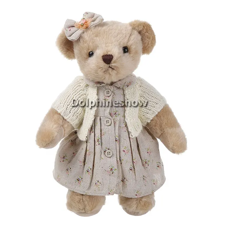 Индивидуальный шарнирный медведь, детская игрушка, мягкий плюшевый медведь с платьем-пачкой, реалистичный плюшевый коричневый медведь, игрушка