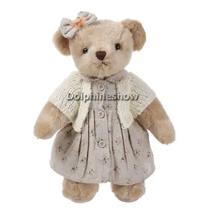 定制关节泰迪熊婴儿玩具软毛绒熊与芭蕾舞短裙连衣裙现实毛绒棕色泰迪熊玩具