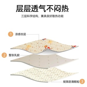 Tapis rafraîchissant en latex et soie glacée épaissie, style dessin animé, anti-acariens, pour lit bébé, taille simple, usage estival - Product Image 2