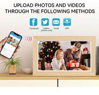 Marco de Fotos Digital de Madera de 15.6 Pulgadas, Tablet PC Android con Pantalla Táctil, Rockchip Quad Octa Core, Wi-Fi, RJ45, POE, NFC, 4GB, Entretenimiento