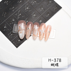 378 nueva llegada 3D autoadhesivo mariposa calcomanías para uñas plantilla de diseño de lazo <span class=keywords><strong>plantillas</strong></span> para aerógrafo de uñas pegatinas para decoración de uñas - Product Image 5