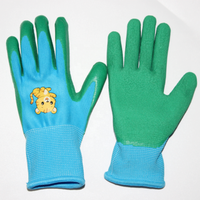 Gants de sécurité pour jeunes SUNCEND personnalisables en gros, haute qualité, 13 jauges, en polyester, avec paume enduite de mousse de latex verte et doublure bleue