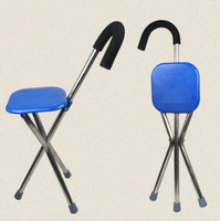 Tabouret à trois pattes opération simple canne de marche portable pliante avec siège