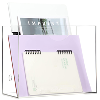 Organisateur de fichiers de bureau en acrylique transparent avec poignée découpée pour trier documents et livres de bureau