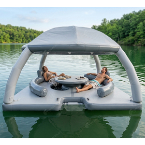 Piattaforma Galleggiante Gonfiabile con Parasole, Isola Galleggiante di Lusso in DWF per <span class=keywords><strong>Marina</strong></span>, Lago, Spiaggia - Product Image 5