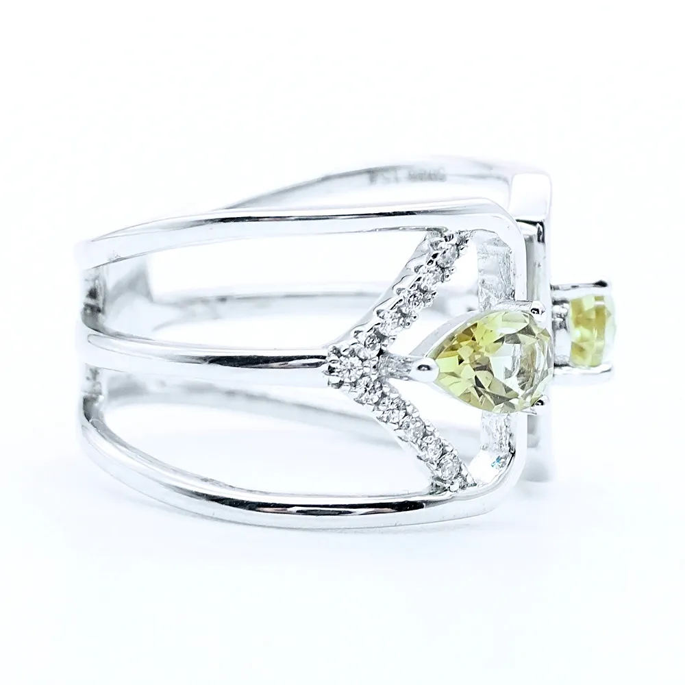 Lujo amarillo piedras preciosas de topacio precio blanco anillo de oro de diseño para parejas