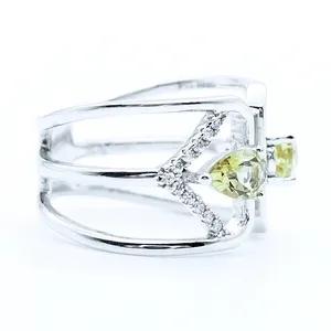Fancy Geel Topaz Gemstone Prijs Wit Gouden Ring Ontwerp Voor Koppels