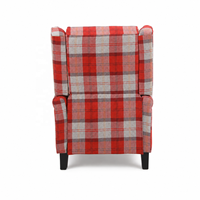 Fauteuil inclinable à dossier haut en tissu écossais, avec mécanisme manuel, fauteuil d'appoint traditionnel rembourré, accoudoirs incurvés, rembourrage en mousse, pieds en métal