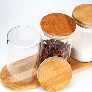 240ML High Borosilicate Glass <b>Jars</b> Bamboo Lids Detachable Design Multifunctional Food <b>Storage</b> Containers <b>Kitchen</b> Including - Product Image 5