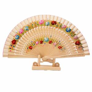 พัดไม้ไผ่สเปนสุดหรู พัดพับได้แบบสั่งทำ พัดสองด้านสำหรับผู้หญิง ขายส่ง - Product Image 1