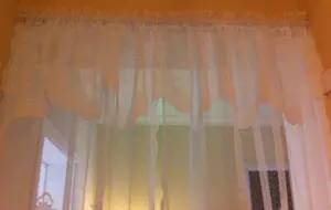 Cortinas transparentes de renda jacquard Swag Valance 110x213 cm com cortina dupla de 45 cm 100% poliéster tricotado 2 peças por conjunto