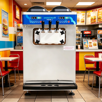 Machine à glace molle professionnelle 3 becs de comptoir avec pasteurisation pour bar à boissons