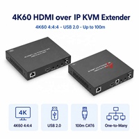 4K60 HDMI Over IP KVM Uzatıcı, USB 2.0 ile 100m CAT6 İletimli, Kontrol Odası için