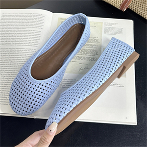2025 New Breathable Soft Bottom Flat Mesh Summer Sandals Hollow Solid Color Large Size Lazy Work slippers for Outdoor Use - Product Image 1