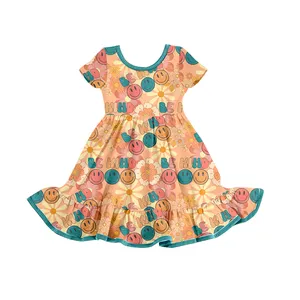 प्री-सेल कस्टमाइज्ड बी दयालु प्रिंट लड़कियों की छोटी बाजू वाली पोशाक, आरामदायक गोल गर्दन वाली पोशाक, ग्रीष्मकालीन पोशाक