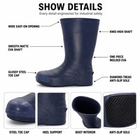 Bottes de pluie de sécurité montantes en EVA avec logo personnalisé OEM, embout en acier anti-écrasement, semelle antidérapante à motif diamant pour le travail industriel