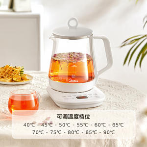 Hervidor eléctrico Midea de 1.5L, tetera de vidrio con apagado automático y protección contra la ebullición en seco para preparar té - Product Image 2