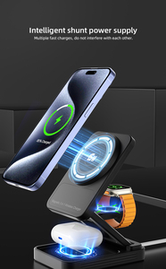 Qi2 3-in-1 đa chức năng từ vỏ kim loại sạc không dây đứng ánh sáng ban đêm 10W Công suất đầu ra cho điện thoại đồng hồ tai nghe - Product Image 2