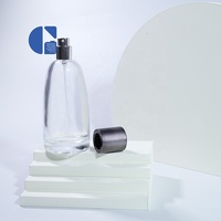 Bouteille de parfum vaporisateur en verre vide rechargeable de luxe de marque privée personnalisée de 100ml avec bouchon