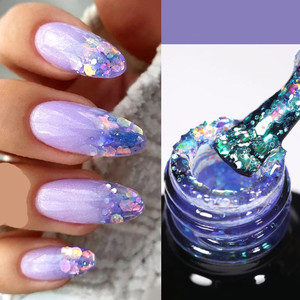 Nouvel Arrivage : Base de vernis <span class=keywords><strong>en</strong></span> caoutchouc avec feuille de paillettes <span class=keywords><strong>pastel</strong></span> et vernis UV <span class=keywords><strong>arc</strong></span>-<span class=keywords><strong>en</strong></span>-<span class=keywords><strong>ciel</strong></span> pour ongles - Product Image 3