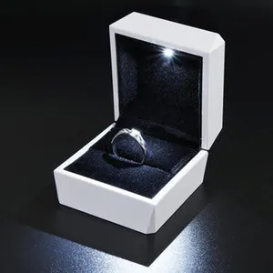 Led Light Ring Gift Box Packaging Proposal Ring Necklace Case Collapsible With Magnetic Closure Light Led Jewelry Box