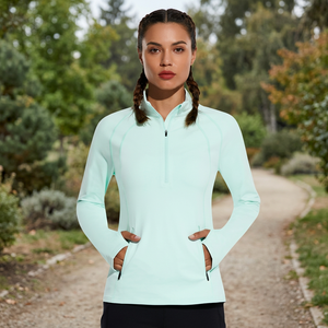 Nouveau Sweat à Capuche Femme à Col Montant Tricoté à Séchage Rapide avec Logo Frontal, Manches Longues, pour le Sport, la Course et le Yoga en Hiver - Product Image 1