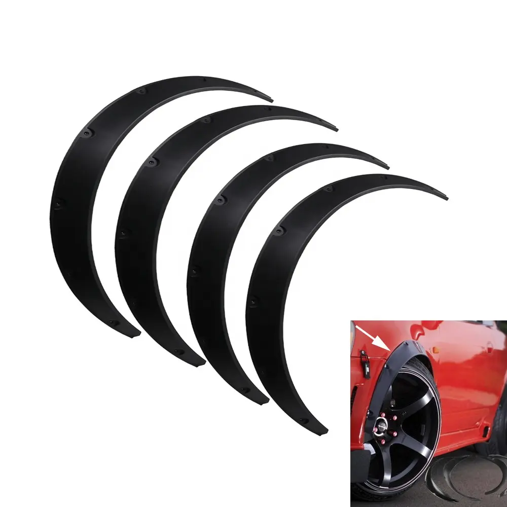 Universal Black 4 Pcs Car Fender Flares Arch Wheel Eyebrow Protector mudguard Sticker