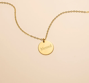 Moda Acero inoxidable 18K PVD chapado en oro joyería Power Word personalizado grabado inicial moneda encanto inspirador collar - Product Image 2