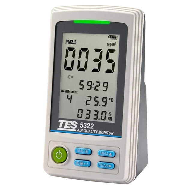 TES 5322 PM2.5 Air Quality Monitor Fine Particulate Matter Measuring Meter with 1 Year Warranty High Accuracy