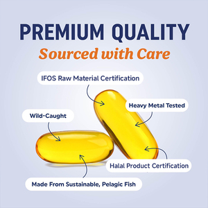 Capsules d'huile de poisson Oméga 3 en gélules molles, riches en EPA et DHA, certifiées ISO22000, naturelles, pour adultes, 60 unités, complément alimentaire de 24 mois, certifié IFOS - Product Image 3