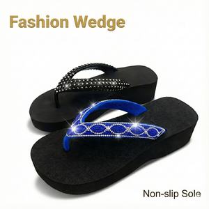 Sandalias de Plataforma con Cuña para Mujer Nicecin, con Pedrería Brillante y Correa de Cristal, Suela Gruesa de EVA Suave, Chanclas de Playa de Verano Personalizadas - Product Image 3