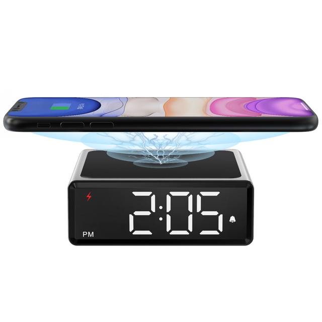 Drop Shipping Fast Charging Smart LED Digital Wireless Charger Alarm Clock