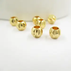 NANA high quality 24k gold plated beads, round loose beads with big hole for jewelry findings