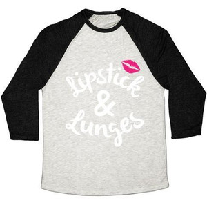T-shirt de baseball unisexe en tissu tri-mélange Lipstick and Lunges - Product Image 1