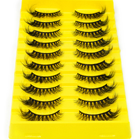 Marque privée 10 paires de faux cils en vison synthétique à bande transparente, cils naturels en soie, cils en bande avec boîte, échantillon gratuit 13-15 mm