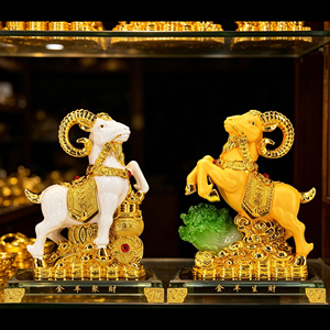 Figura de Oveja de Resina Dorada, Decoración China de la Fortuna, Feng Shui, Decoración para el Hogar, Regalo de <span class=keywords><strong>A</strong></span>ño Nuevo, Regalo de Cabra - Product Image 2