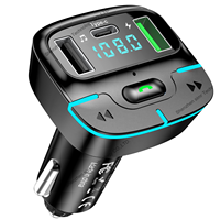 Chargeur portable double USB C19 à charge rapide 5V/3A, émetteur FM mains libres pour voiture avec écran LED, lecteur MP3 et audio de voiture BT5.3
