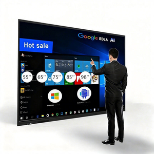 ไวท์บอร์ดแบบอินเทอร์แอคทีฟ ขนาด 55 65 75 85 98 นิ้ว จอ LCD ระบบสัมผัส รองรับ Android Windows สำหรับการประชุม สำนักงาน การสอน กรอบอะลูมิเนียมสีดำ - Product Image 1