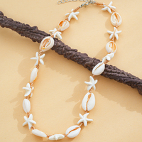Collier en chaîne de corde avec logo personnalisé en forme d'étoile de mer et de coquillage, plaqué or, anti-allergie, cadeau pour les fashionistas de la rue