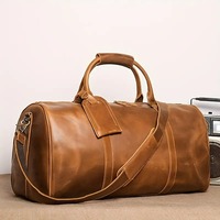Sac de voyage week-end en cuir véritable personnalisé et durable pour homme, sac de sport de luxe, sac de voyage, sac de gym, sac à bandoulière, imperméable, en polyester, portable