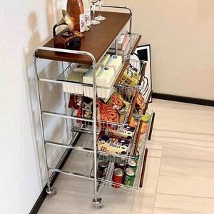 Étagère mobile de style mid-century, organisateur de collations multi-niveaux pour le salon, support de rangement rétro pour la cuisine - Product Image 4