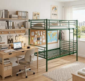 Lits superposés en métal vert tendance, taille double, cadre de <span class=keywords><strong>lit</strong></span> en acier à deux niveaux pour enfants, adolescents et adultes - Product Image 1