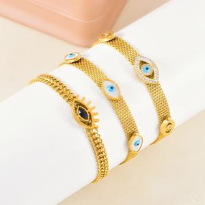 CAIOOCHE Bracelets Rétro Œil du Diable en Acier Inoxydable et Zircon, Bracelets Tennis Vintage Plaqué Or Tendance pour la Fabrication de Bijoux - Product Image 4