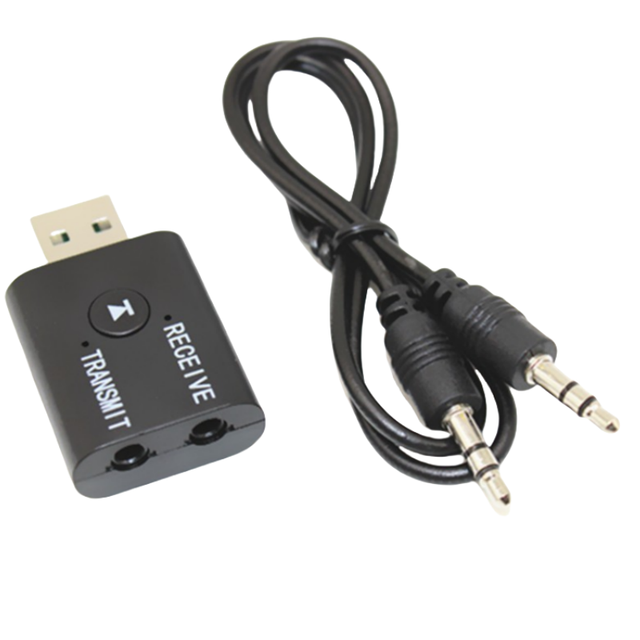 2-in-1 USB Wireless BT Music Audio Adapter 3.5mm Aux Transmitter Receiver FM Transmitter Stereo Function Plastic Black OEM Brand