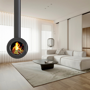 Estufa de <span class=keywords><strong>Leña</strong></span> de Diseño Innovador, Chimenea Colgante con Puerta de Vidrio, Calefacción Interior - Product Image 3